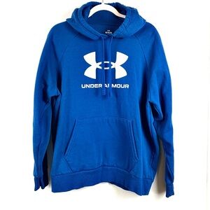 Under Armour Blue Silver & White Logo Hoodie Sweatshirt, Size XL